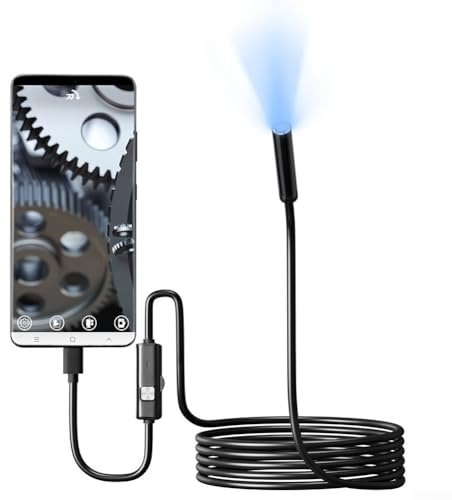 Endoskop mit Typ-C-Ausgang, 1 MP Bildsensor, 6 LED-Beleuchtungen, IP67 wasserdicht, 75 Grad Betrachtungswinkel, für Kfz-Diagnose (2 m hartes Kabel)