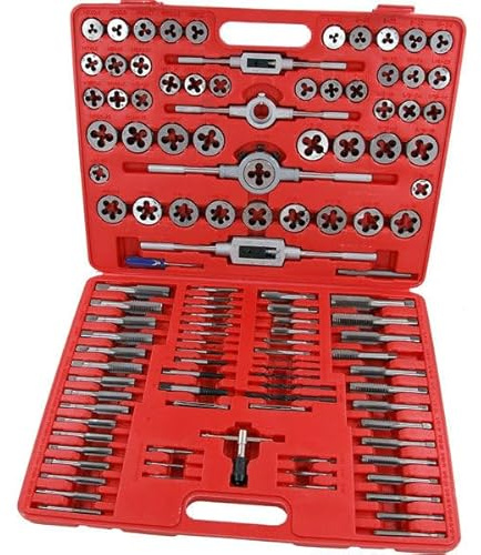 Neilsen CT2139 115pc Tap and Die Set with 48 Taps and Dies - Sizes: 4-40 to 12-24, 1/4-20 to 3/4-16, 0.4 to 18 x 2.5 | NPT, BSP, T Type Wrench | Drills | Screw Pitch Gauges | Screw Extractors