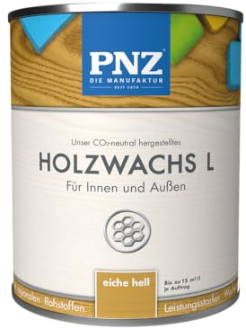 PNZ Holzwachs L für Innen und Außen | lösemitttelfreier Wachsanstrich | Nachhaltig hergestellt mit regionalen Rohstoffen | für alle Hölzer, auch Bienenhäuser, Gebinde:2.5L, Farbe:eiche hell