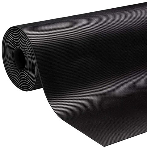 ETM® - Tappeto in gomma striato, larghezza 100 cm, rivestimento per pavimento industriale, protezione per rimorchi, luoghi di scarico camion, per centri commerciali, ecc., nero