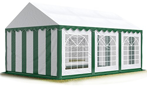 TOOLPORT Carpa para Fiestas Carpa de Fiesta 4x6 m Carpa de pabellón de jardín Lona PVC 700 N en Verde-Blanco Impermeable