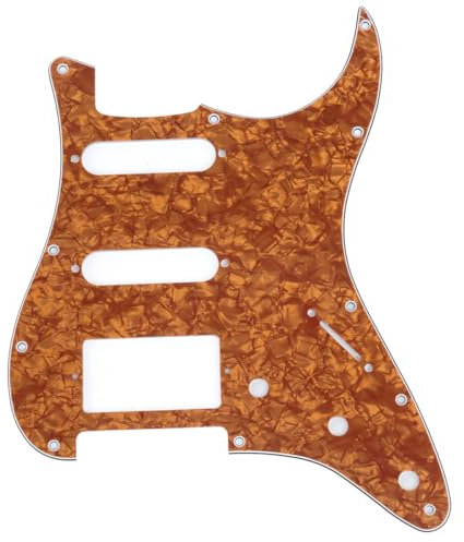 Musiclily HSS 11 Löcher Strat Schlagbrett Pickguard für Fender American/Mexican Standard Stratocaster Modern Style E-Gitarre,4 lagig Yellow Pearl