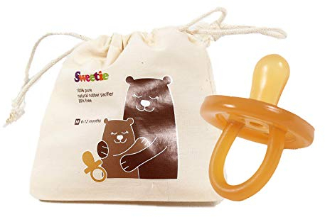 Sweetie Gummi-Schnuller aus Naturkautschuk mit symmetrischer Brustwarze, 1 Stück (0-6 klein)