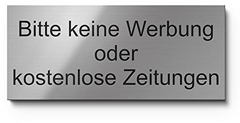 Keine Werbung Hinweisschilder Werbung verboten für Briefkasten oder Haustür | Hochwertige Gravur auf Kunststoff | Kratzfest - wetterfest - rostfrei - UV-beständig (8x3,5 cm)