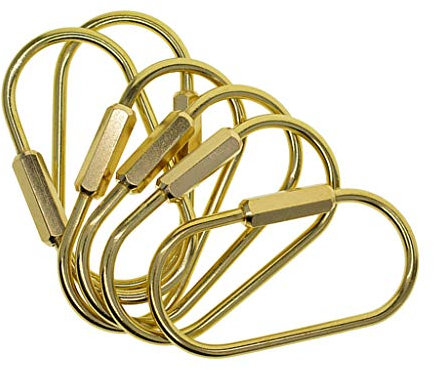 6 Pcs Brass Carabiner Buckle Pack Heavy Duty, Keychain Clip, Screw Lock Chain Clip Hook Screw Gate Buckle DIY Key Rings Hanging Crafts