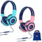 2 Sätze Kopfhörer Kinder mit Tragbar Etui, Kindersicherer Kopfhörer mit Begrenzter Lautstärke, Kabelgebundene Kopfhörer für Mädchen, Jungen, On-Ear Kinderkopfhörer für Schule, Reise Mint + Pink