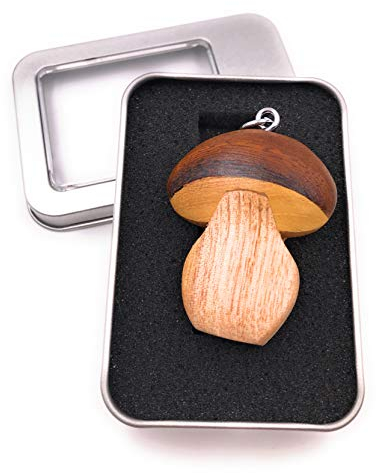 Onwomania Porte-clés en bois boletus champignon forêt passoire pendentif Dans une boîte cadeau