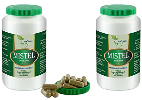 VITA IDEAL Vegan® Mistel - Kraut 2x 360 Kapseln - Viscum album - Tagesportion 800mg Mistelkraut reines Pulver. Naatürlich, pflanzlich und ohne Zusatzstoffe, original von VITAIDEAL