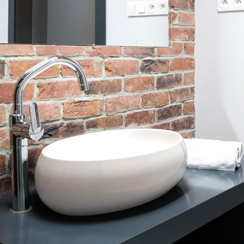 Lavabo vasque à poser en céramique pour toilettes invités Waschbecken24 (Blanc / A391, 48x34x14cm)