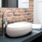Lavabo vasque à poser en céramique pour toilettes invités Waschbecken24 (Blanc / A391, 48x34x14cm)