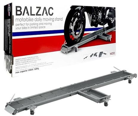 BALZAC Carrello sposta moto Carico massimo 560 Kg | Compatibile con pneumatici fino a 20 cm di larghezza | Regolabile | Manovra Moto Facile