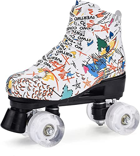 Classic Roller, Rollschuhe für Kinder, Jugendliche und Erwachsene,Die neuen Urban Rollschuhe,Vierrad-Skating, Zweireihige Größe, Erwachsene, Jugendliche, Schönes Muster (38)