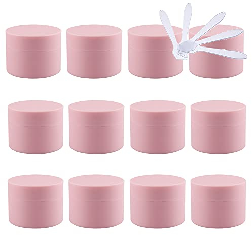 TIANZD 24 Pièces Vides Petit 30 ml Rose Mat Cosmétique Pot en Plastique avec Couvercle 30 g Pots de Cosmétique Crème de Contenant pour des Produits Cosmétiques avec 6x Spatules