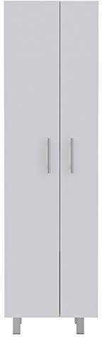 FM FURNITURE Norway Broom Closet Pantry, Five Shelves, White for Kitchen