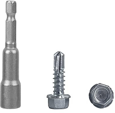 Paquete de 50 tornillos DIN 7504 K de acero cincado 5,5 x 19 mm, tornillo de chapa autoperforante, cabeza de arandela hexagonal, autorroscante (50, 5,5 x 19 mm)