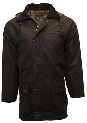 WALKER AND HAWKES Herren Country-Mantel wattiert & gewachst - für die Jagd geeignet - Braun - Größe XL (44-46)