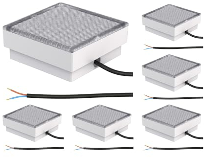 ledscom.de 6 Stück LED Pflasterstein Bodeneinbauleuchte CUS für außen, IP67, eckig, 15 x 15cm, warmweiß