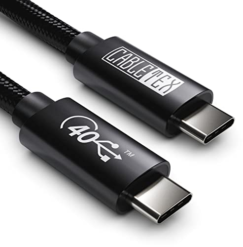 CABLETEX 50cm USB 4 Gen3x2 Monitorkabel für Thunderbolt 3, USB C | 40GBit/s | 8K Video | 100W | 5A | 20V | Für MacBook Pro M1 & M2, USB-C Bildschirm, Docking Stations, SSD, eGPU