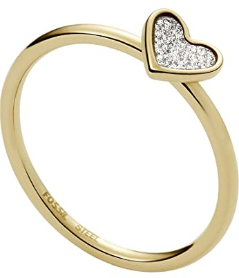 Fossil Ring Für Frauen Sutton, L: 6mm B: 6.4mm Gold-Edelstahl-Ring, JF03943710
