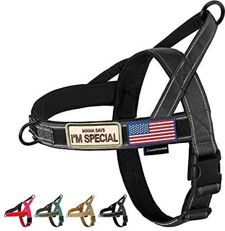 Annchwool Hundegeschirr ohne Ziehen mit weich gepolstertem Griff, reflektierender Streifen, für kleine und mittelgroße und große Hundetraining und Spaziergänge (schwarz, M)