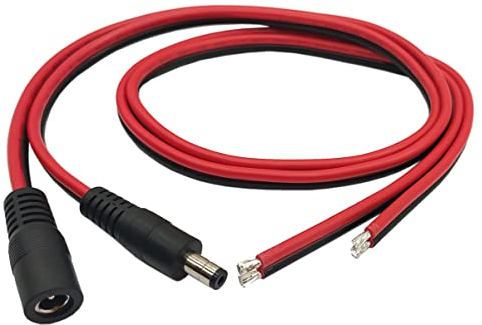 Halokny DC Power Pigtails Kabel, 1 Paar 14AWG DC 5,5 x 2,1 mm 12 V 5 A Stecker & Buchse Stecker, einseitiges Verlängerungskabel für CCTV-Sicherheitskamera und Beleuchtungsnetzadapter, 60 cm