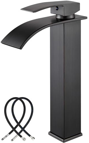 Midanya Grifo alto de bronce aceitado con mango único, 1 agujero con boquilla rectangular grande