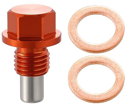 X AUTOHAUX Ölablassschraube M12 x 1,5 Magnetische Ölwannenschraube Ölablaßschraube mit Dichtungen Ölwanne Öl Ablassen Schrauben Orange