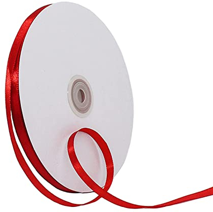91m Satinband Geschenkband Rot 6mm Breit,Seidenband Rot Luftballon Band Dick Schleifenband Satin Dekoband Geschenkverpackung Deko Band Stoffband für Halloween Weihnachten Hochzeit Taufe Geburtstag