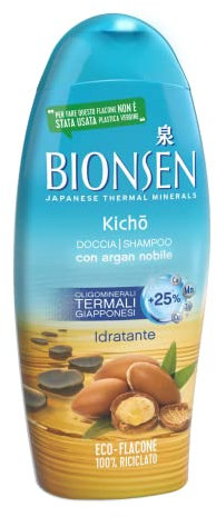 Bionsen, Bagnoschiuma Kichō con Argan Nobile, 12 x 250 ml, Docciaschiuma Idratante, con Oligominerali Termali Giapponesi, Nickel Tested, Senza Parabeni, Ecoflacone 100% Riciclato