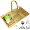 Küchenspüle mit Siphon Aus Edelstahl 53x43cm Golden Küche Spülbecken Spüle Mit Armatur Kuechenspuele Abwaschbecken Arbeitsplatte Unterbau Einbeckenspüle Aufbauspüle Einbauspüle