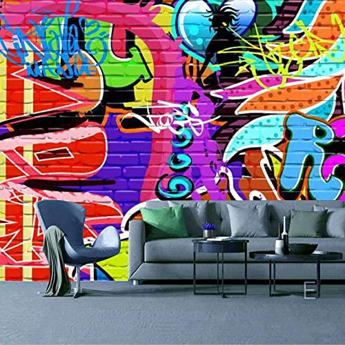 Murale Mur De Briques Graffiti Coloré | Papier Peint | Art Mural | Murale | Image | Murales | Fonds D'Écran | Murale Wal 3D Papier Peint Salon Le Mur Pour Chambre Murale Frontière- 200 x 150 cm