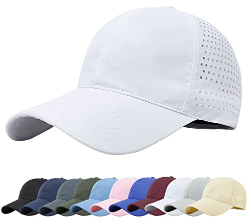 Baynetin Mesh Baseball Kappe, Atmungsaktive Schnell Trocknend Basecap, Masche Freizeit UV Baseballmütze Sport Cap Verstellbar (Weiß)