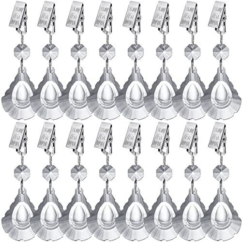 Jucoan 16 Stück Kristallglas-Tischdeckengewichte mit Metall-Clips, schwere Tischdecke, Tischdeckenbeschwerer für Outdoor, Garten, Party, Picknick, Tische