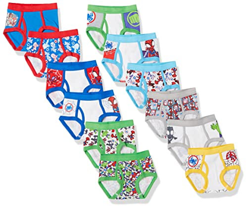 SPIDER-MAN Marvel Boys' Superhero Count Down Box of 12pk 100% Cotton Briefs with Potty Training Chart & Stickers Sizes 2/3t, 4t, 5t, Spidyfriends12pkbox, 2-3 Years (pack of 12)