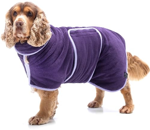 Lucky Paws® UK Dog Drying Coat - Luxurious Double Layer Dog Towel Robe - Dry Your Dogs in Minutes - Ultra Absorbent Drying Robe & Super Soft Dressing Gown (GIANT, Aubergine)