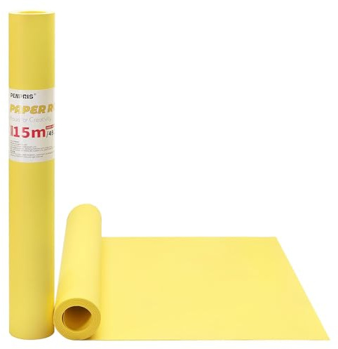 Rouleau de papier cadeau kraft jaune – 44,5 cm x 15 m de papier cadeau pour Noël/Nouvel An/loisirs créatifs/dessin art PAP01GY