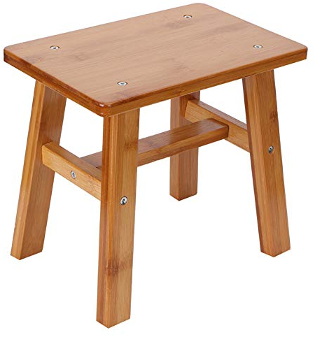 ZLXHDL Banco Madera Baño, Taburete Madera Que se Puede Mojar, Taburete de Ducha para Interior de Madera con Almohadillas Antideslizantes(Taburete Cuadrado pequeño de Madera)