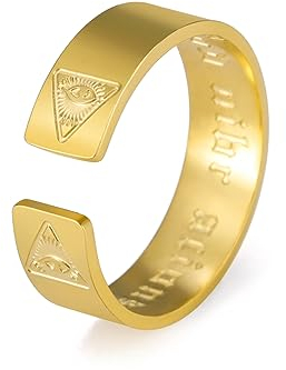 kkjoy Allsehendes Auge Edelstahl Einstellbare Auge der Vorsehung Offene Finger Ringe Halloween Schmuck Für Frauen Männer