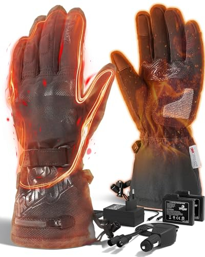 IRON JIA'S Beheizbare Handschuhe Motorrad Herren Winter 3000 mAh USB-Aufladung 2-in-1-Ladekabel Touchscreen Wasser- und Winddicht geeignet zum Reiten Skifahren und Bergsteige XXL