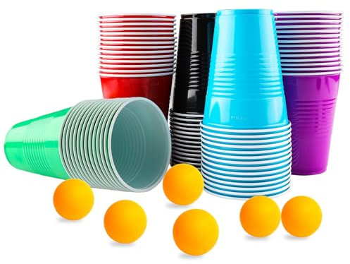 Vexillic Gobelet Plastique Reutilisable, 70 Pièces Gobelets Pong Anniversaire 400 ML pour Adultes pour pour Boissons Chaude Froide, Mariage, Fête Jeu