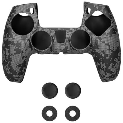 NiTHO Gaming Kit für PS5 Controller, Anti-Schwitz Silikon Schutzhülle Skin Case, 2 Joystick-Kappen und 2 Präzisionsringe, Zubehör für Playstation 5 Controller - Camo