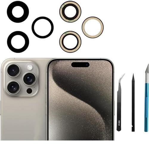 Sapphire 15 Pro Max Rear Camera Lens Replacement for iPhone 15 Pro Max Back Camera Lens Glass Replacement with Repair Tool Kit