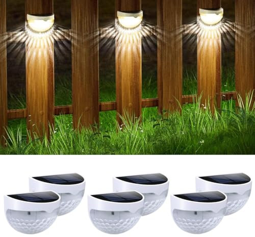 Atrosteve Lampada solare da esterno, Luce da giardino LED senza fili a energia solare, lampada da giardino impermeabile per decorazione, recinzioni, cortili, ponti, scale, cancelli, muri (6 pezzi)