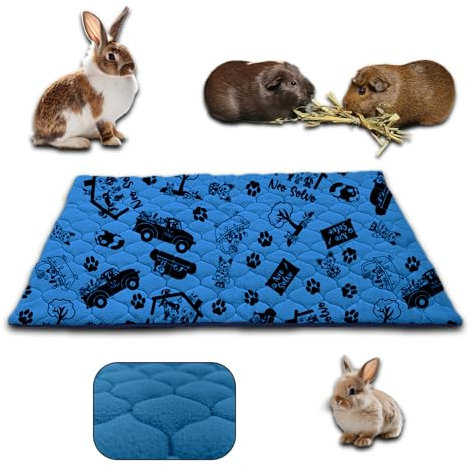 NEO SOLVO Käfigeinlage für Kaninchen und Meerschweinchen mit Abnehmbarer Fleece-Tunneldecke - perfekte Einstreu für Innenkäfige und C&C - saugfähig, wasserdicht - 60 x 50 cm - Dunkelblau