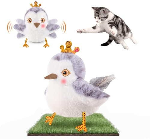 Migipaws Cat Toys Flapping Bird (No Flying), Lifelike Sandpiper Chirp Tweet, Rechargeable Touch Activated Kitten Toy Interactive Exercise Toys for All Breeds Cat Kicker Catnip Toys