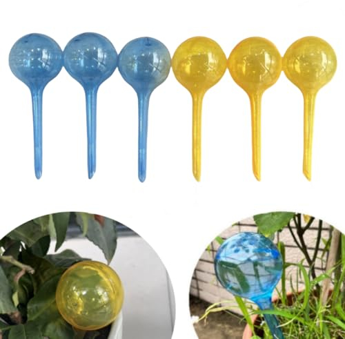 Plant Self Watering,Plant Watering Globes Glass Water Bulbs For Plants,6pcs 1.96inch S Size Automatic PVC Watering Globes(yellow&blue) ((yellow&blue))