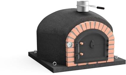 MOVELAR - Horno de Leña Exterior de Obra GRAN CANÁRIA (Negro - 80 x 80 x 65 cm) – Horno de obra exterior pequeño, cocción con leña, aislado con corcho, 3 mantas cerámicas - REF: M00127
