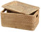 IGNPION Panier de rangement en rotin avec couvercle, panier de rangement décoratif multifonction pour étagères, salle de bain, cuisine, salon, bureau