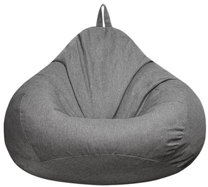 Odot Solide Farbe Sitzsack, Sitzsack Bezug, Sitzsack Bezug Ohne Füllung, Komfortabler Abnehmbarer Bean Bag, Outdoor Sitzsack für Indoor Outdoor Living Room Decor (XL(100 * 120cm),Grau)