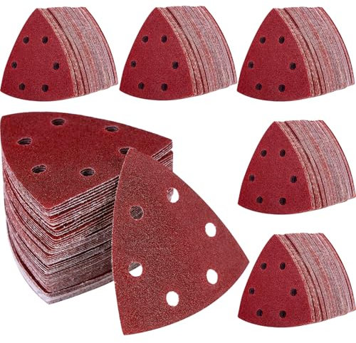 240 Stück 93 mm Dreieck-Schleifpads, Haken und Schlaufe, Körnung 40/60/80/120/180/240, für Holz/Gips andere Oberflächen anding